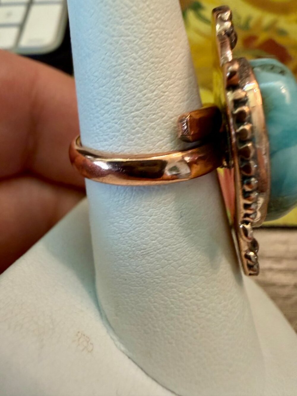 Larimar ring in solid copper - Picture 4 of 6